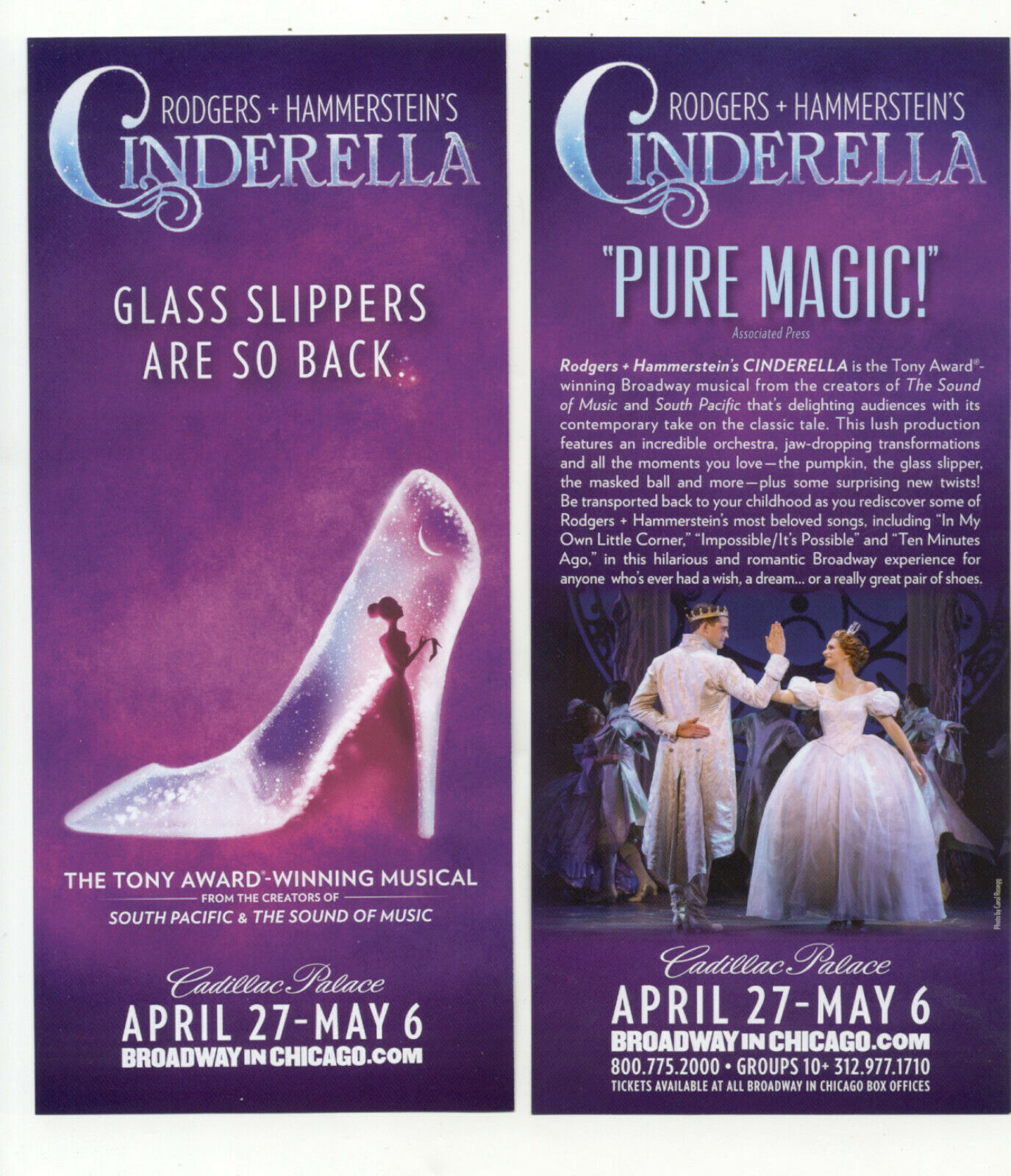 Rodgers & Hammerstein's Cinderella Broadway In Chicago 2018 Advertising Flyer
