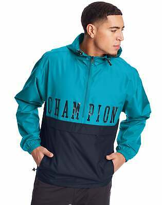 Champion Men's Packable Jacket Colorblock Block Logo Athletics 1/4 Zip Pullover
