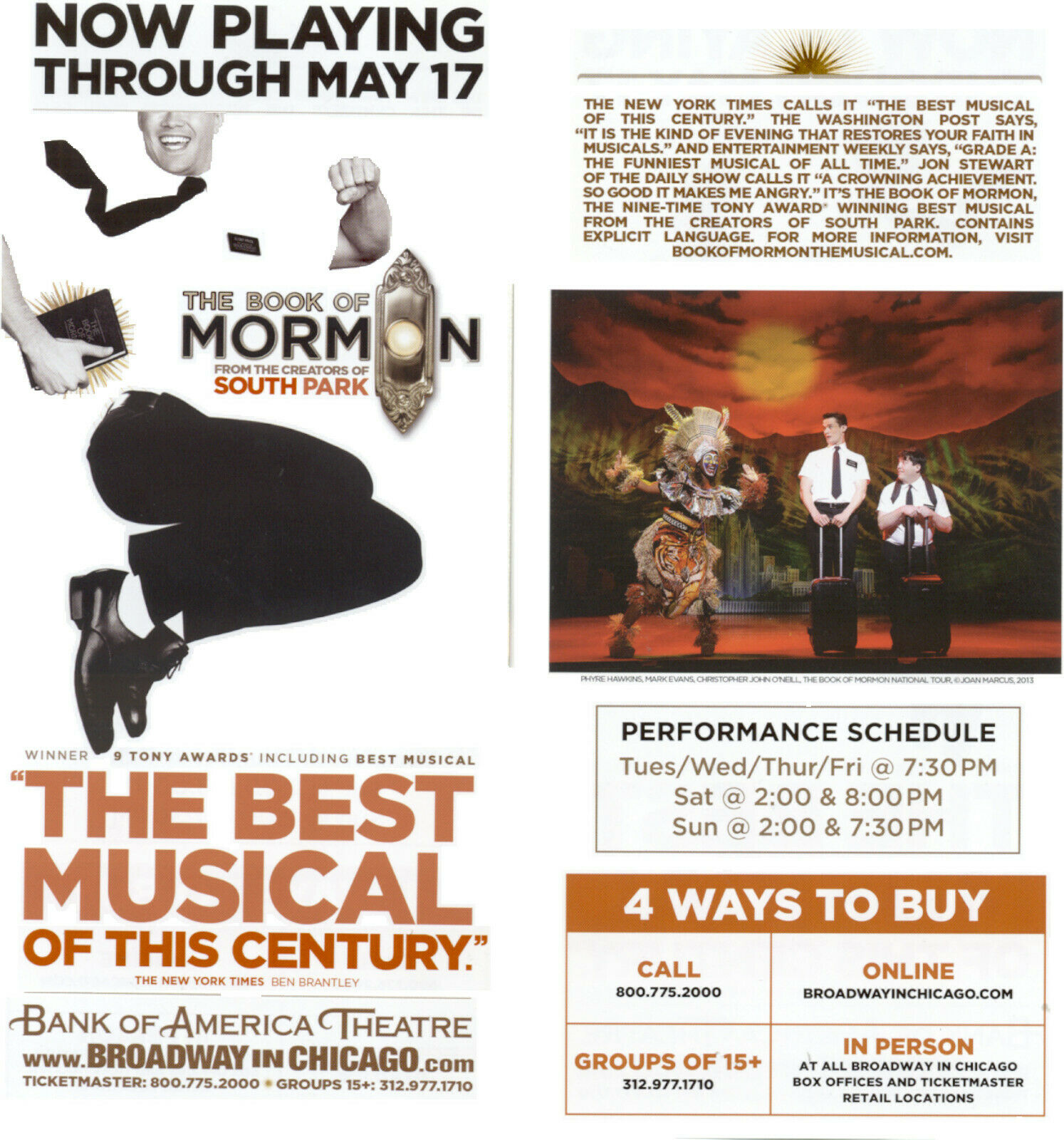 The Book Of Mormon Broadway In Chicago Advertising Flyer #1