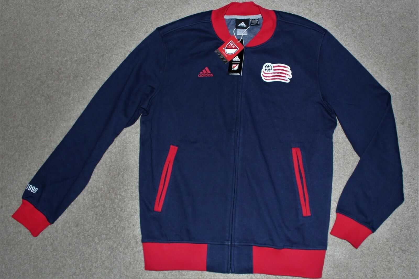 $90 Nwt Men Sz Large Smu Adidas Mls Usa Soccer Revolution Jacket Top Navy Blue